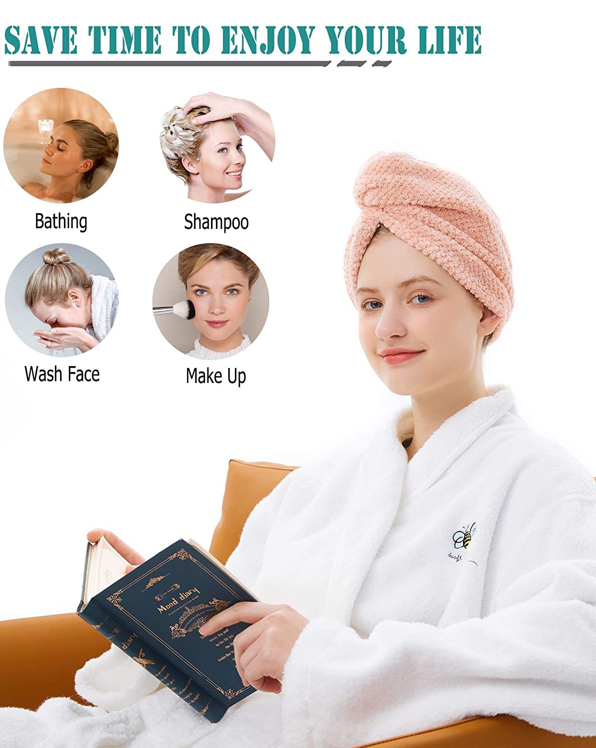 Microfiber Hair Drying Shower Turban Quick Dry Hair Towels  (10)
