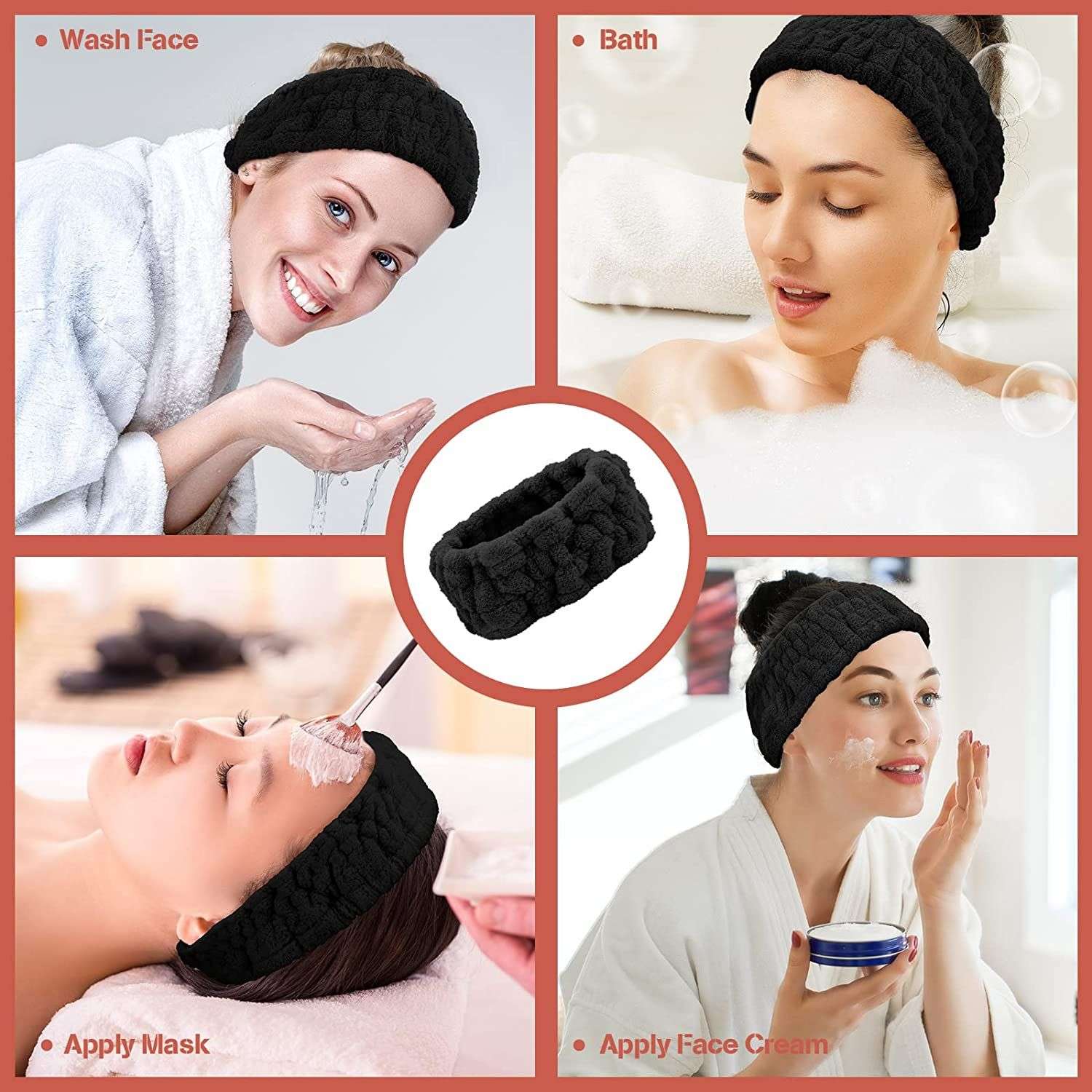 Spa Facial Headband Hairband Elastic Head Band Wrap for Women (10)